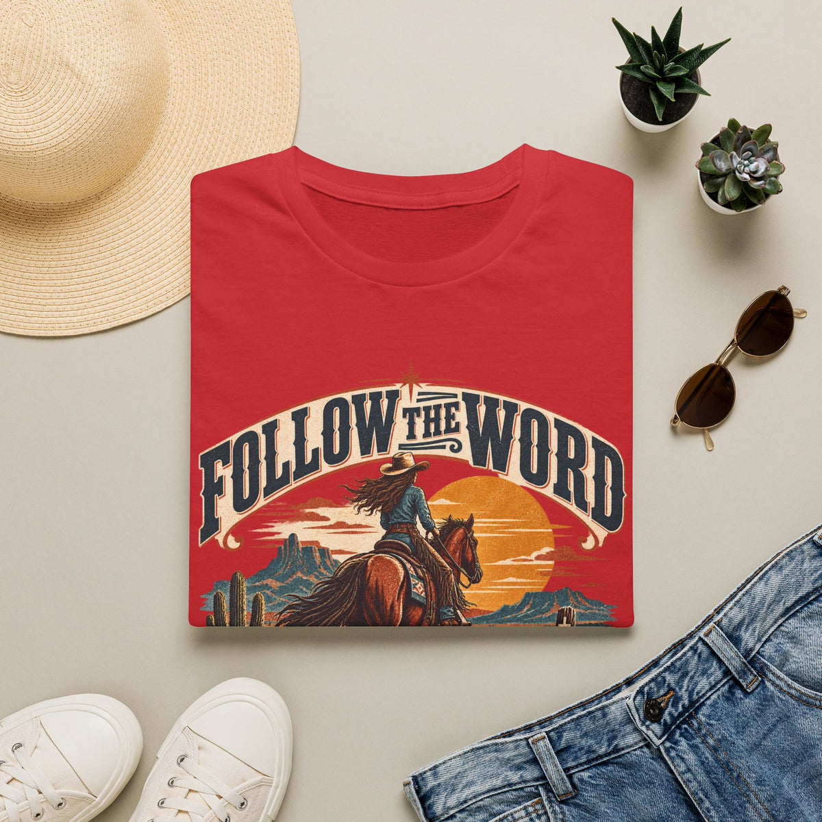 Follow the Word Cowboy T-Shirt — Western Faith Graphic Tee