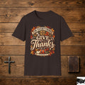 Give Thanks design T-Shirt | Fall Thanksgiving pumpkin cross harvest