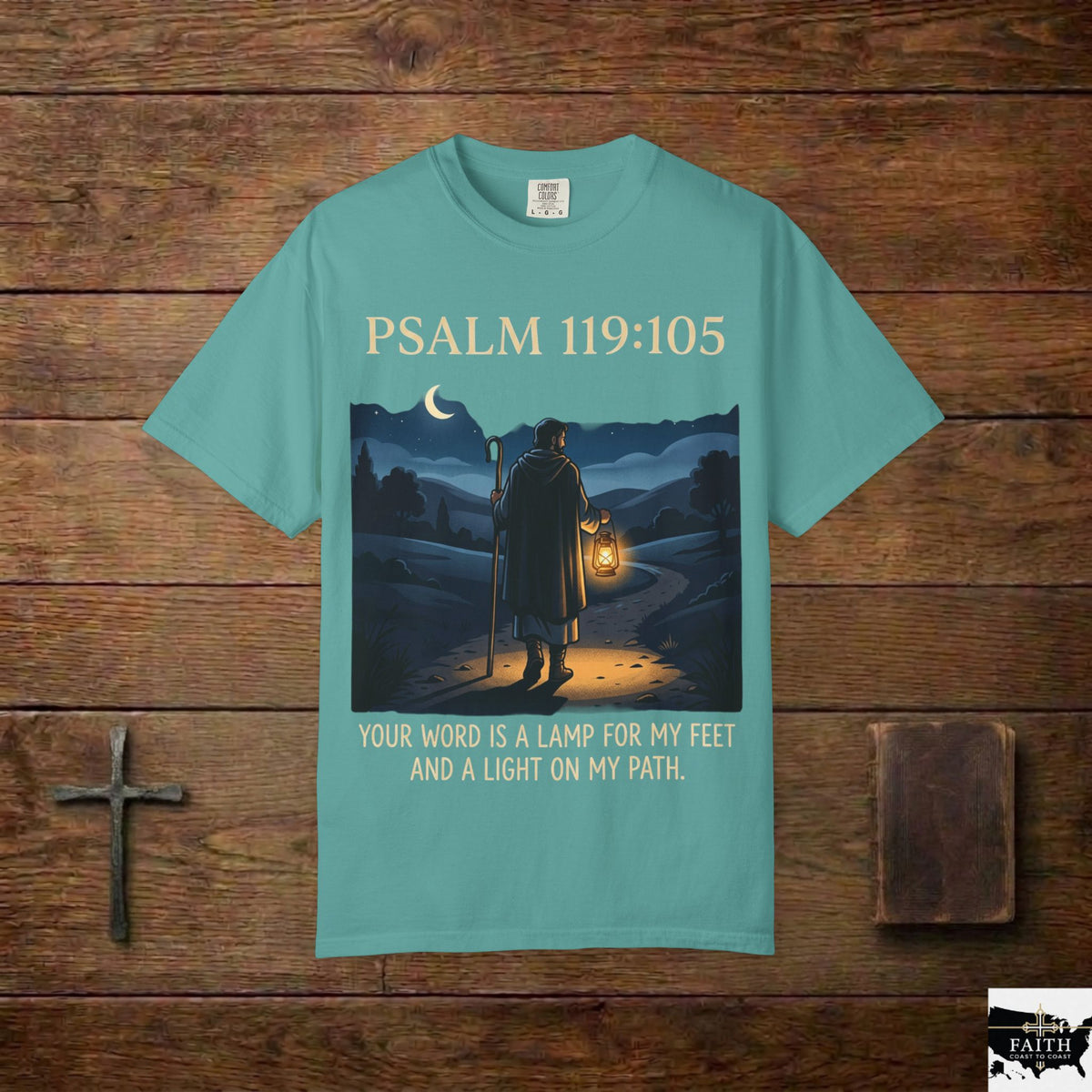 Psalm 119:105 Lantern Shepherd T-Shirt — "Your Word Is a Lamp for My Feet" Christian Tee