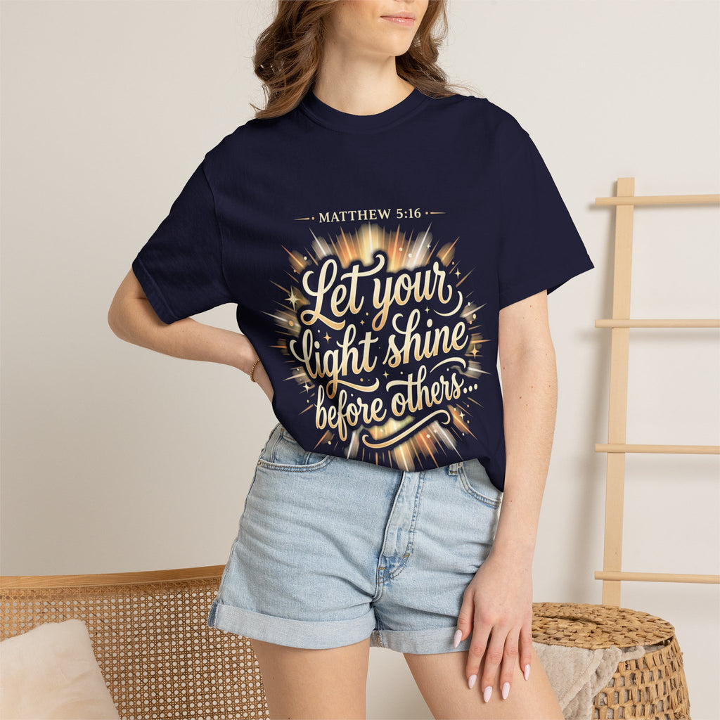 Let Your Light Shine T-Shirt — Matthew 5:16 Christian Graphic Tee