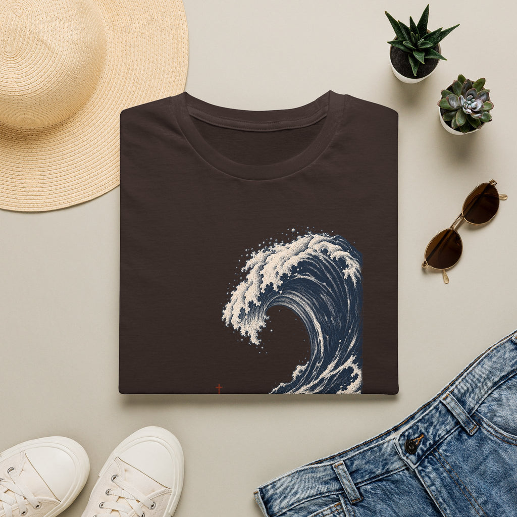 T-Shirt — "Be Still" Wave Graphic Tee | Calming Ocean Spiritual Apparel