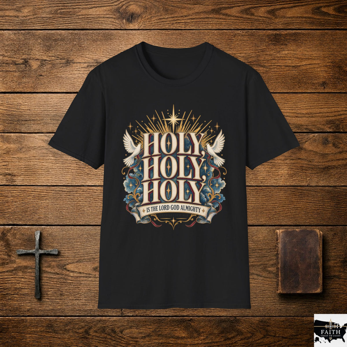Holy Holy Holy tee | Christian faith shirt, dove and rays design