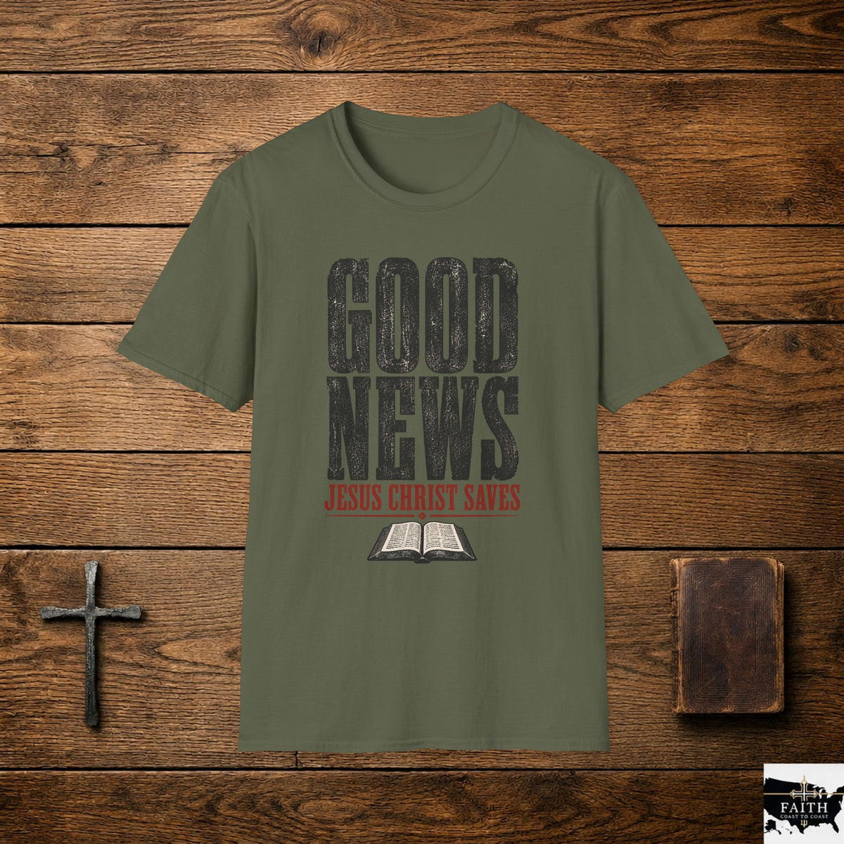 Good News Jesus Christ Saves T-Shirt | Christian Faith Tee