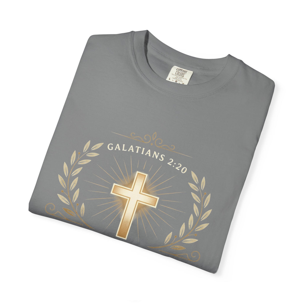 Christian Faith T-Shirt — "It Is No Longer I Who Live, But Christ Lives in Me" (Galatians 2:20)