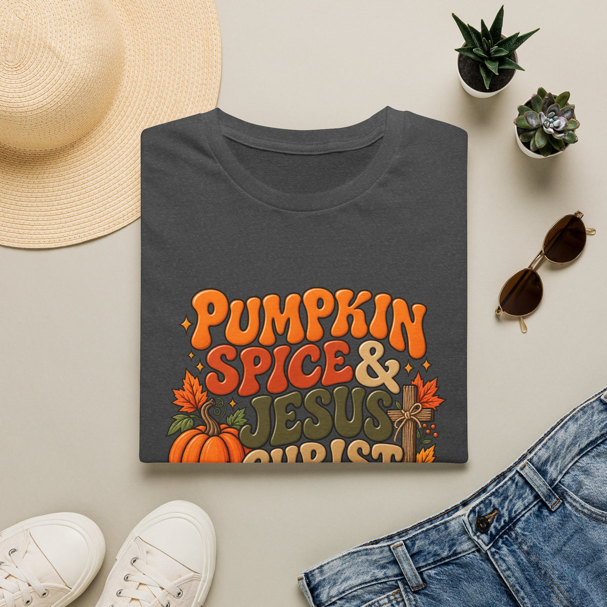 Pumpkin Spice & Jesus T‑Shirt — Fall Faith Graphic Tee