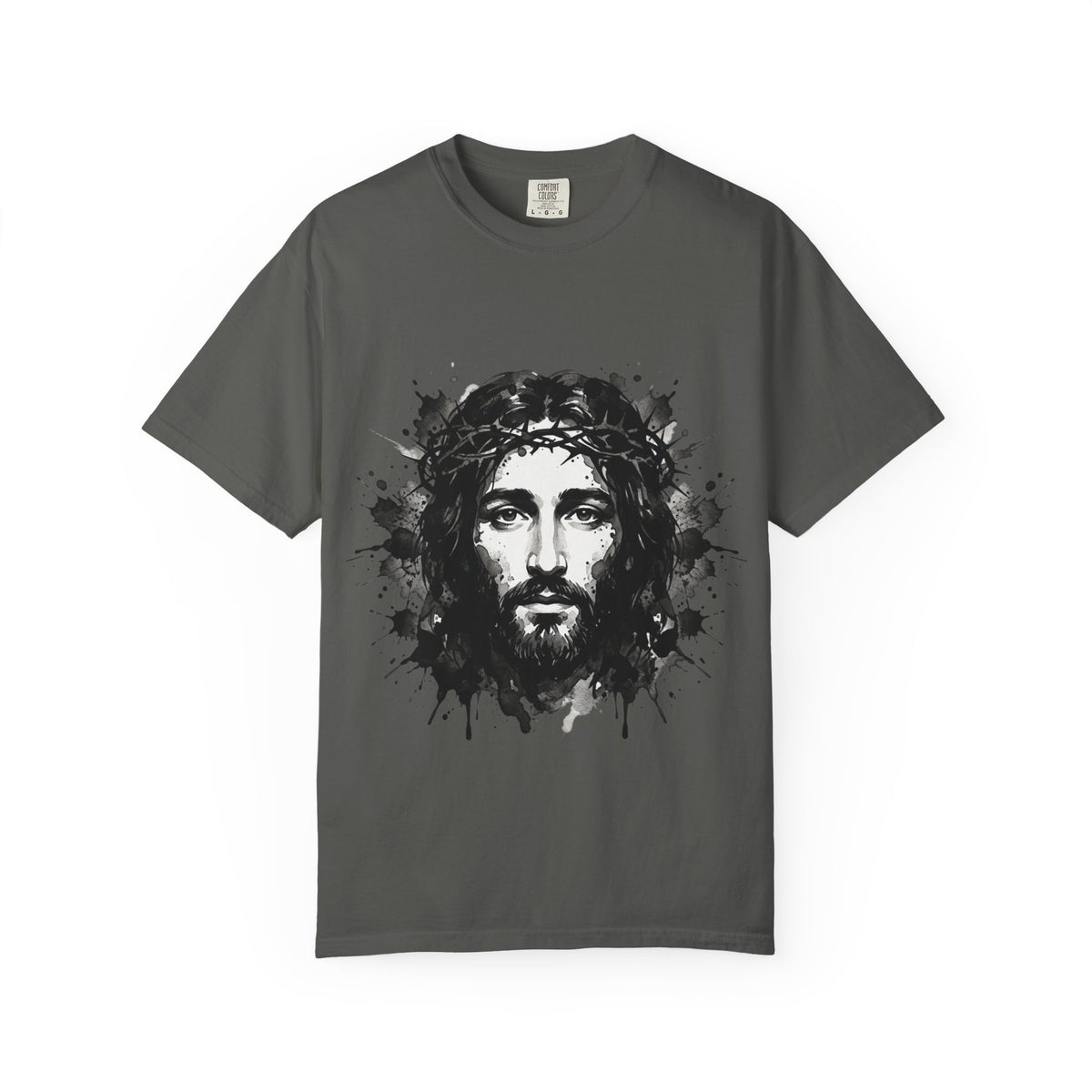 Jesus Christ Portrait T-shirt | Ink Splash Religious Artwork