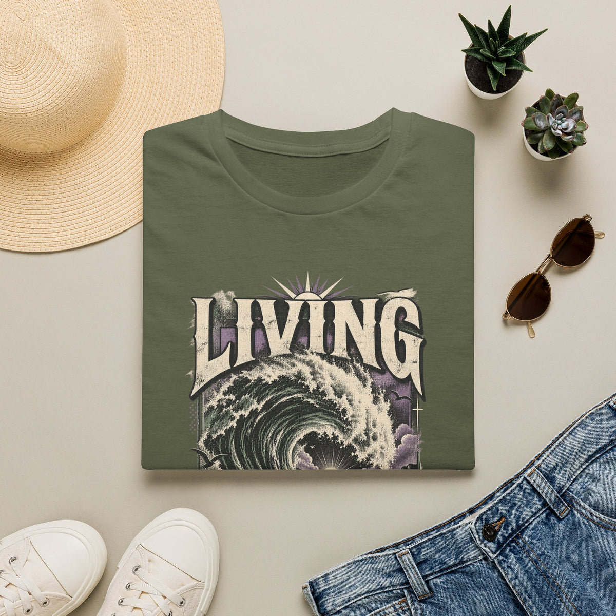 Living Water T-Shirt — Vintage Wave Graphic Tee