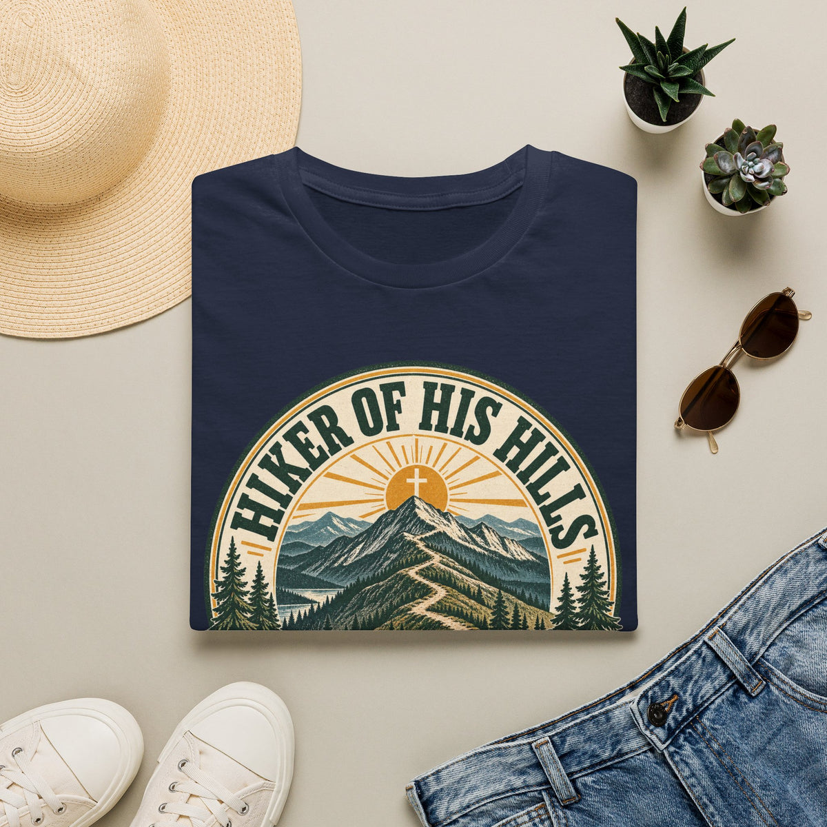 Hiker of His Hills T-Shirt — Christian Mountain Trail Graphic Tee