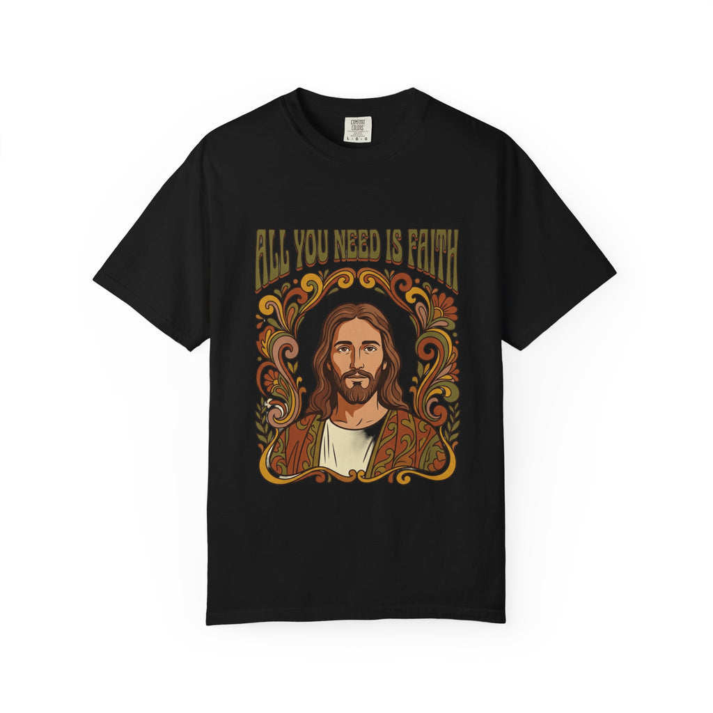 All You Need Is Faith Jesus Portrait T-shirt | Retro Religious Tee