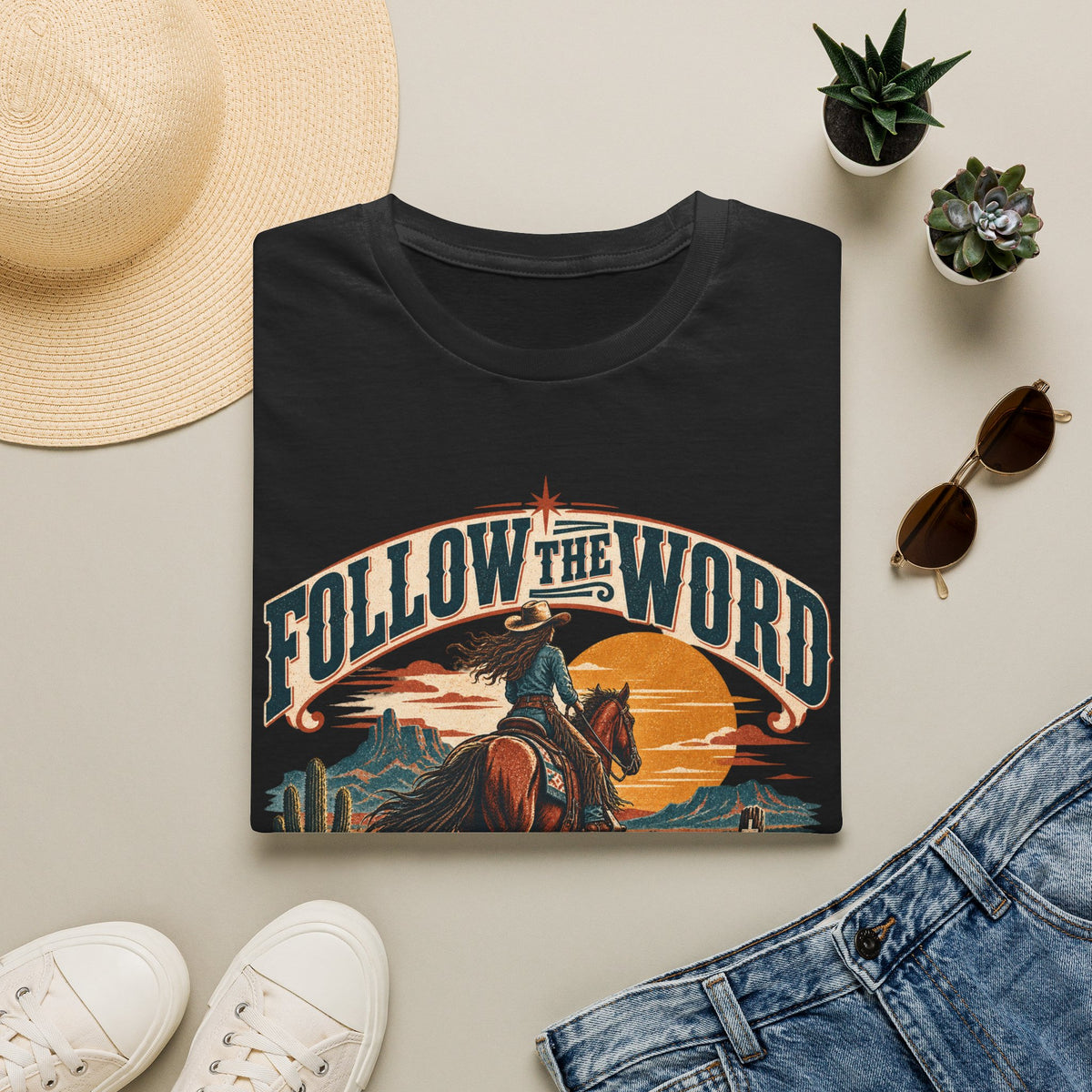 Follow the Word Cowboy T-Shirt — Western Faith Graphic Tee