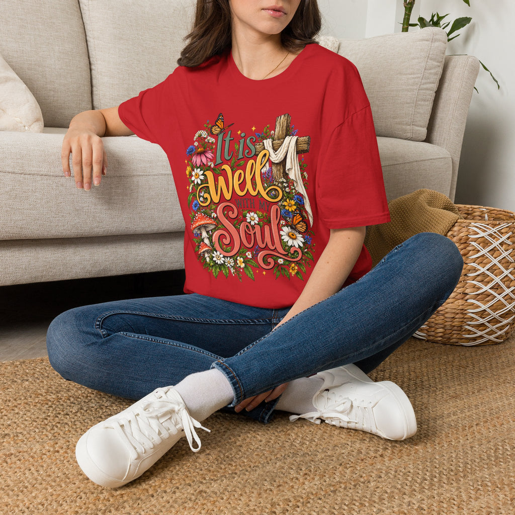 It Is Well Floral Cross T‑Shirt