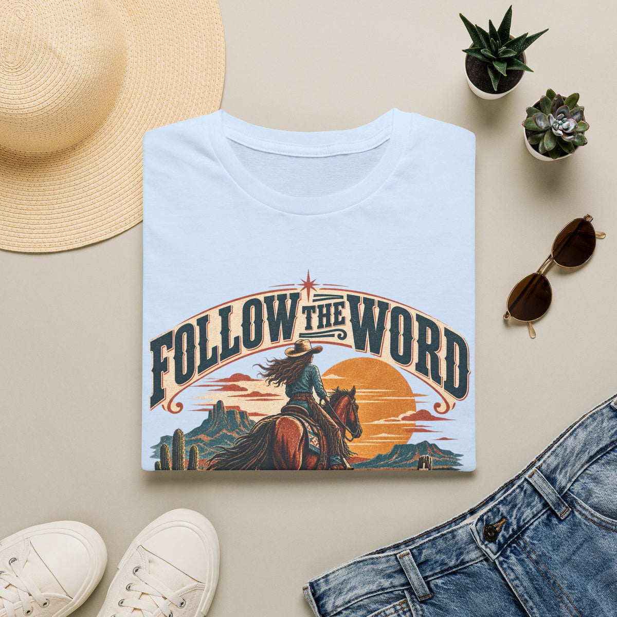 Follow the Word Cowboy T-Shirt — Western Faith Graphic Tee