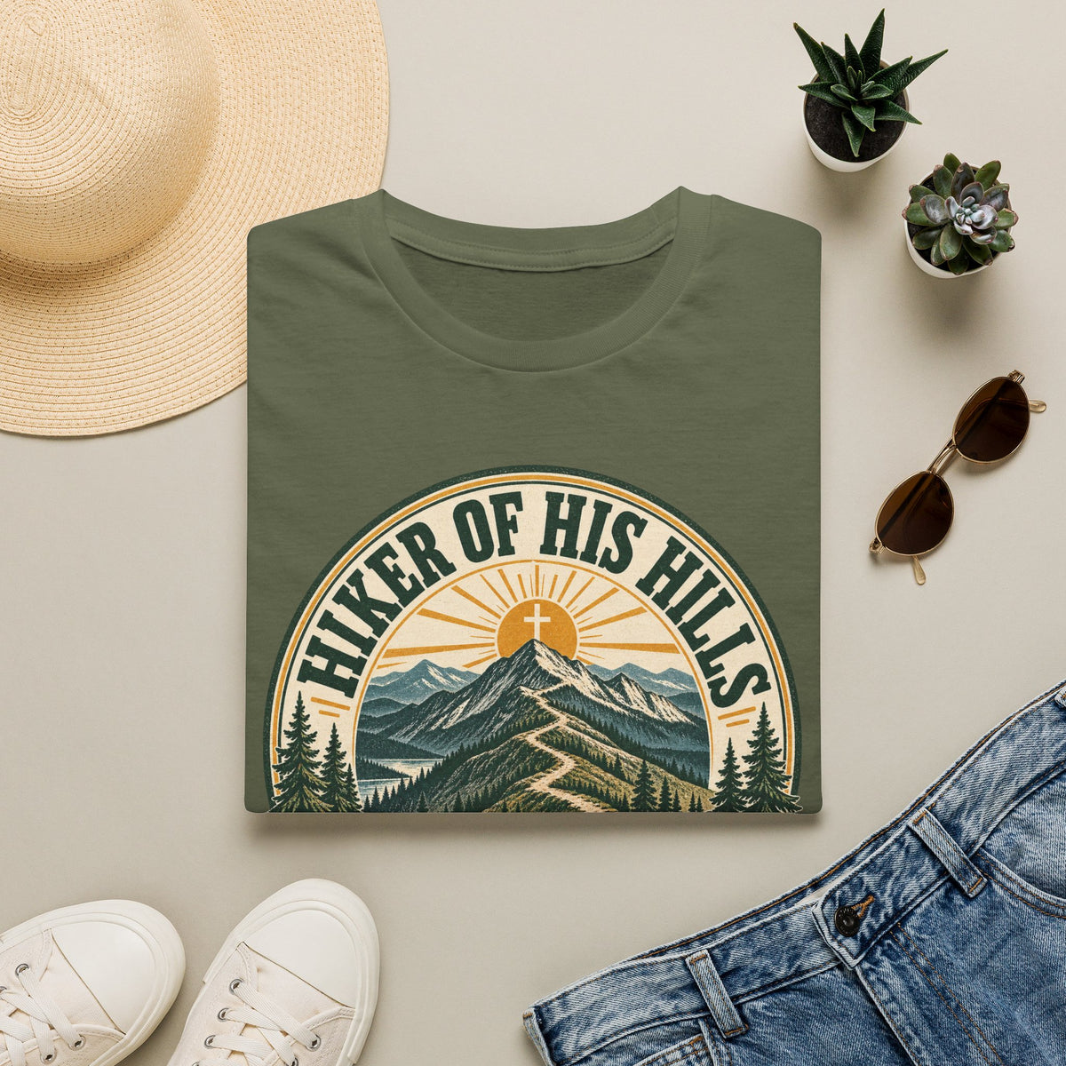 Hiker of His Hills T-Shirt — Christian Mountain Trail Graphic Tee