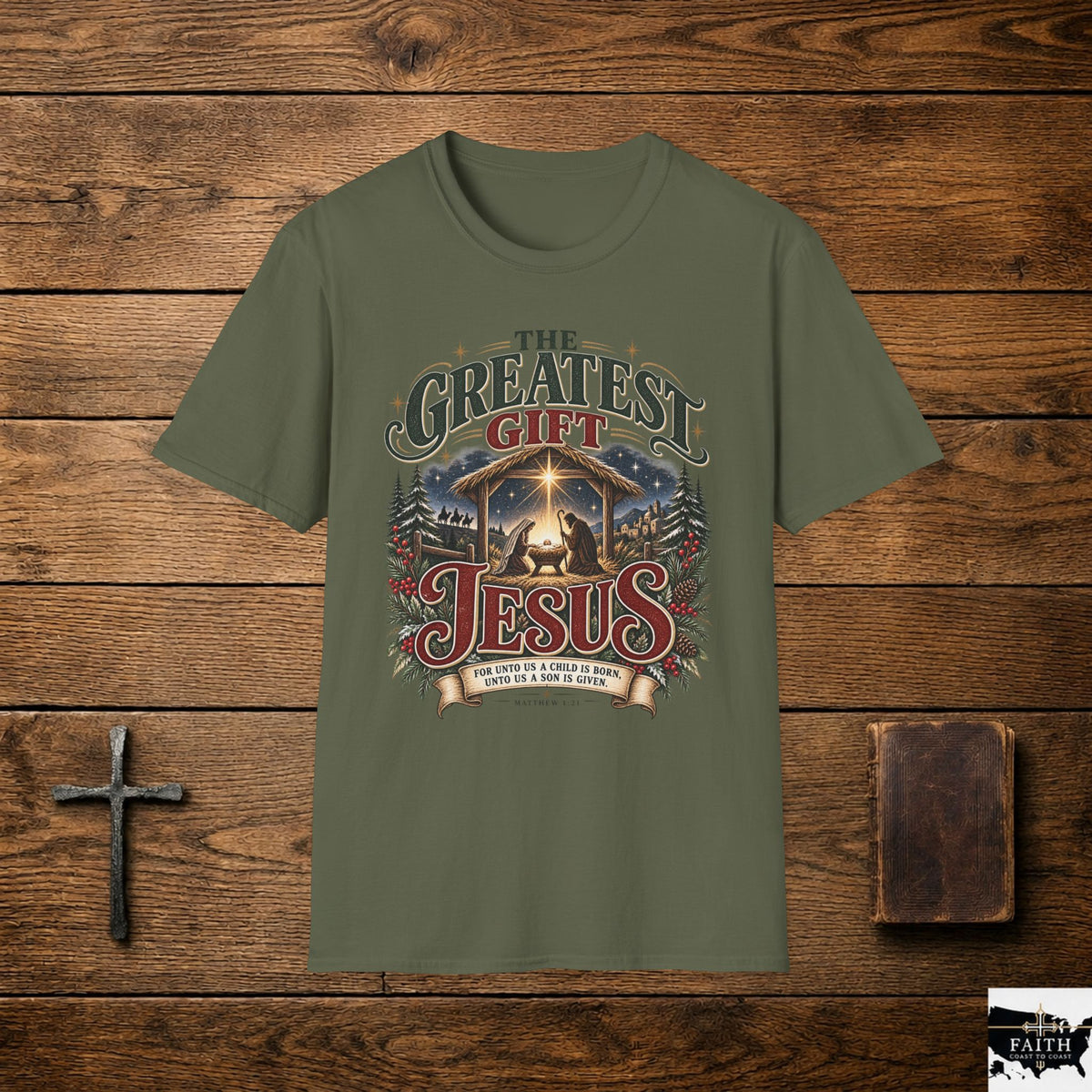 The Greatest Gift Nativity Jesus T-Shirt | Christmas Faith Tee
