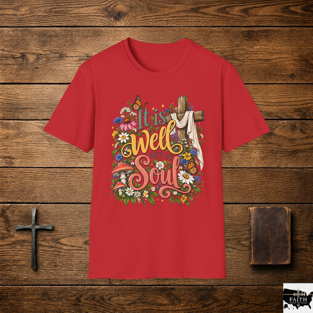 It Is Well Floral Cross T‑Shirt