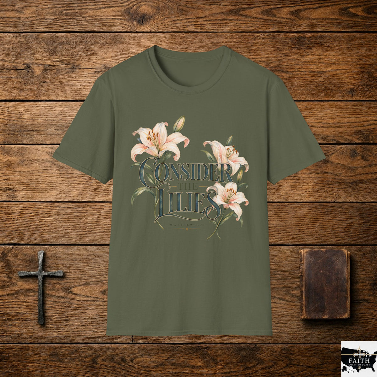 Consider the Lilies T-Shirt | Botanical Lily Floral Typography