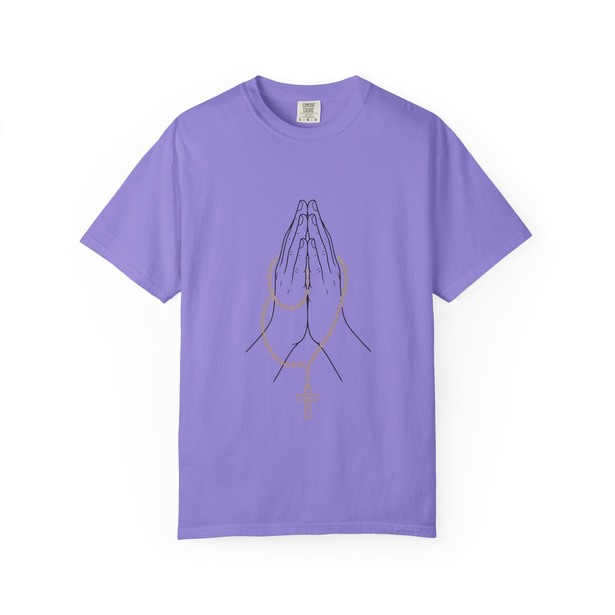 Praying Hands with Rosary T-Shirt | Religious Faith Christian Tee