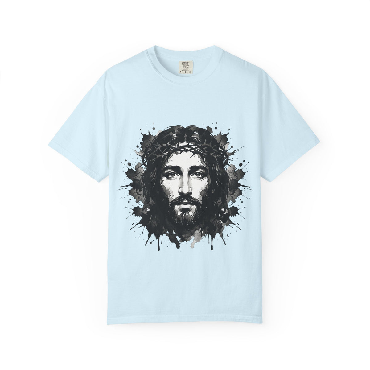 Jesus Christ Portrait T-shirt | Ink Splash Religious Artwork