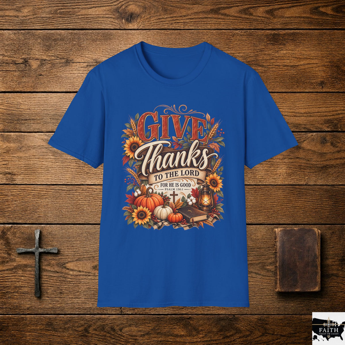 Give Thanks fall pumpkin sunflower T-Shirt