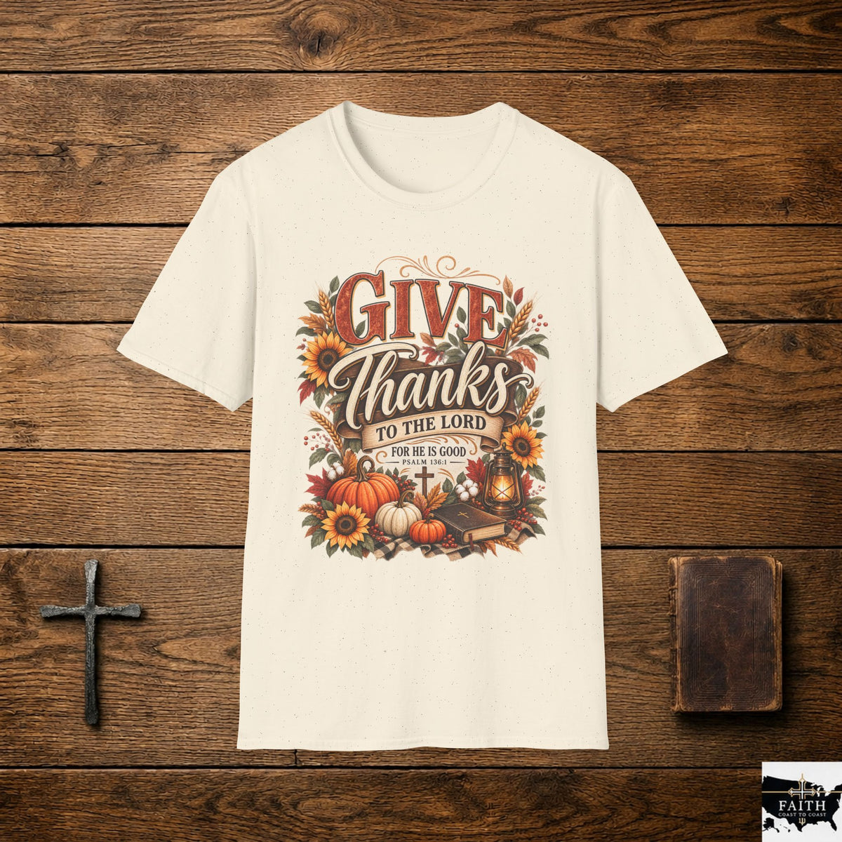 Give Thanks fall pumpkin sunflower T-Shirt