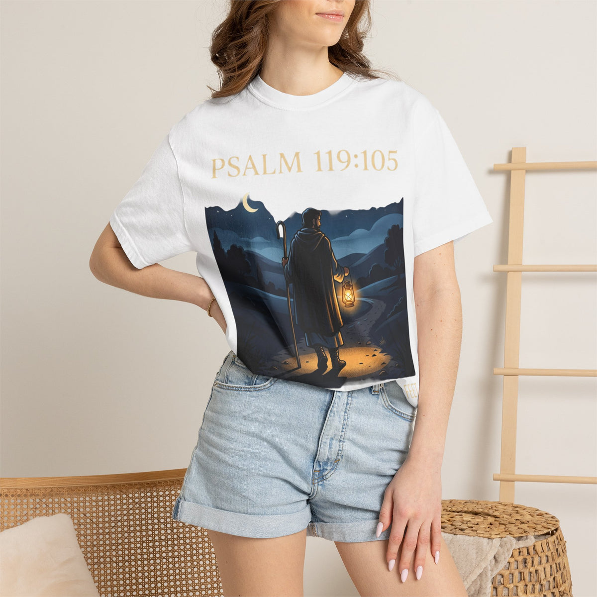 Psalm 119:105 Lantern Shepherd T-Shirt — "Your Word Is a Lamp for My Feet" Christian Tee