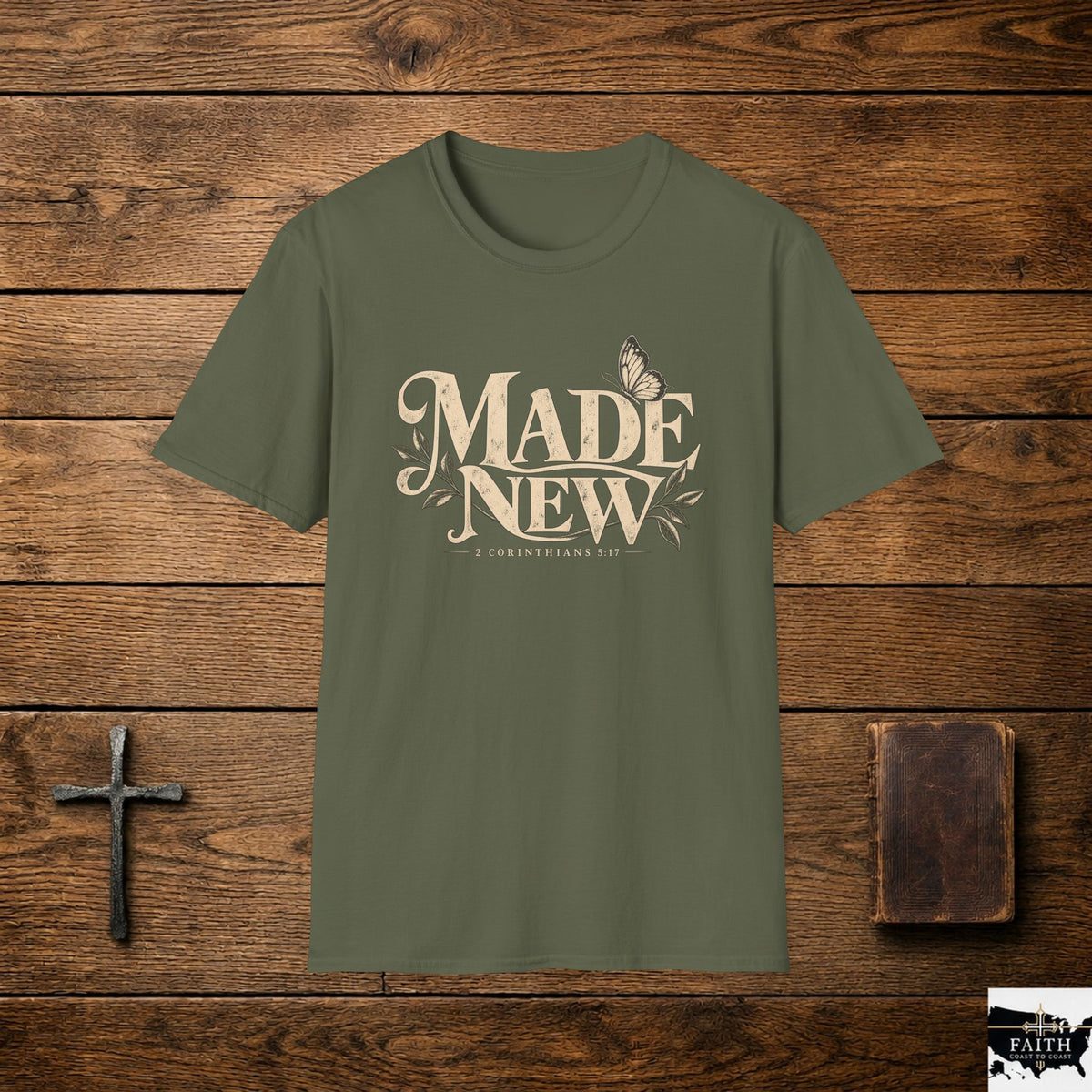 Made New tee | Floral Butterfly Typography T-Shirt