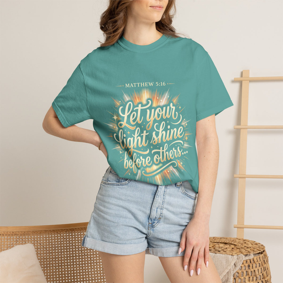 Let Your Light Shine T-Shirt — Matthew 5:16 Christian Graphic Tee