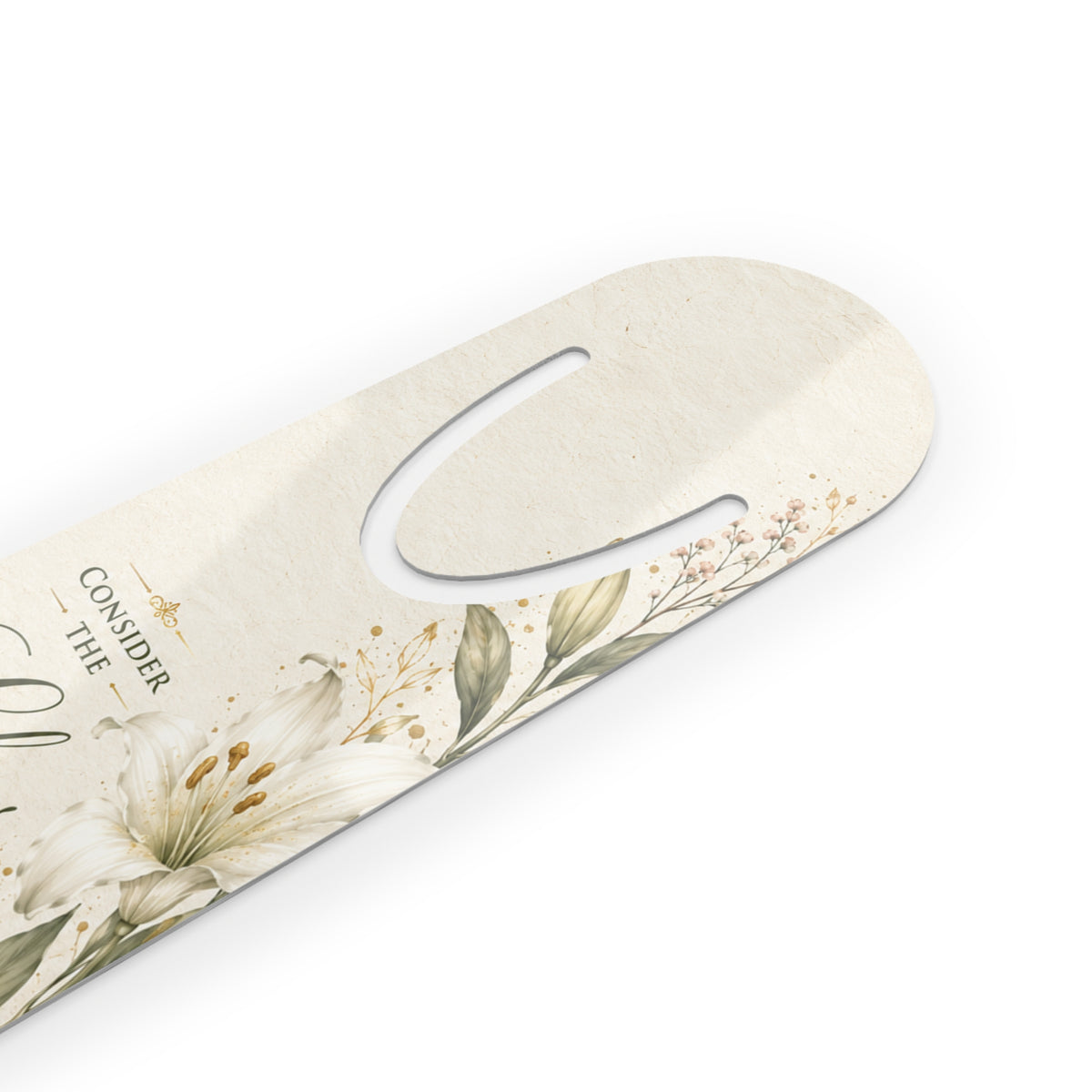 Consider the Lilies floral bookmark | Bible verse Matthew 6:28 metal bookmark