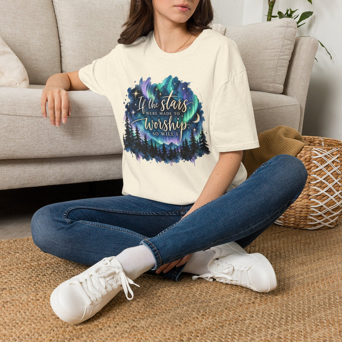 Worship Under the Stars T-Shirt — "If the stars were made to worship" Christian Faith Tee