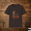 Give Thanks wheat design T-Shirt | Thanksgiving fall harvest tee