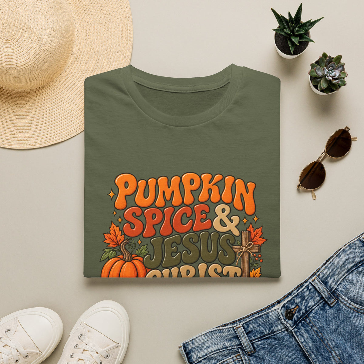 Pumpkin Spice & Jesus T‑Shirt — Fall Faith Graphic Tee