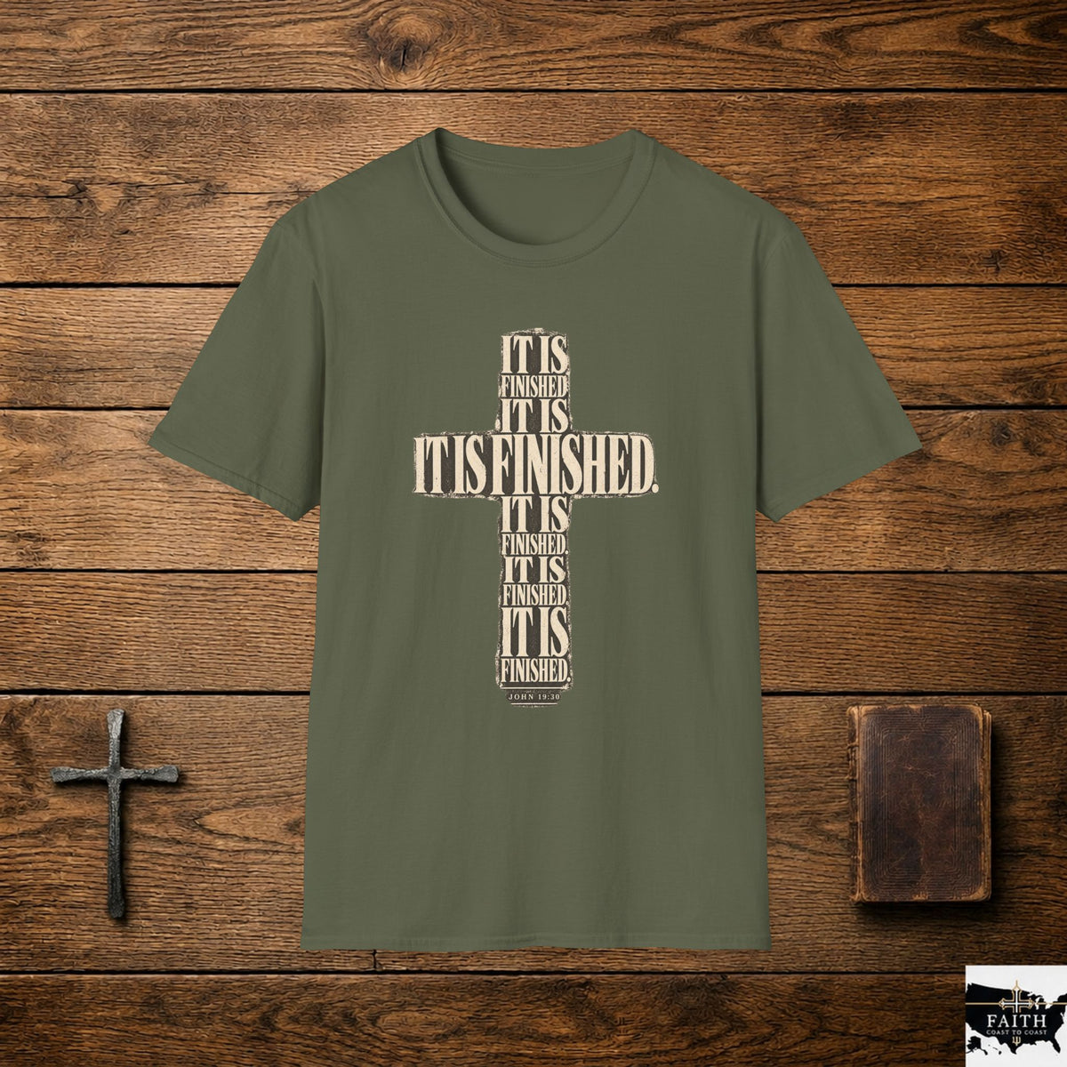 It Is Finished cross design T-Shirt | Christian faith typography, religious shirt