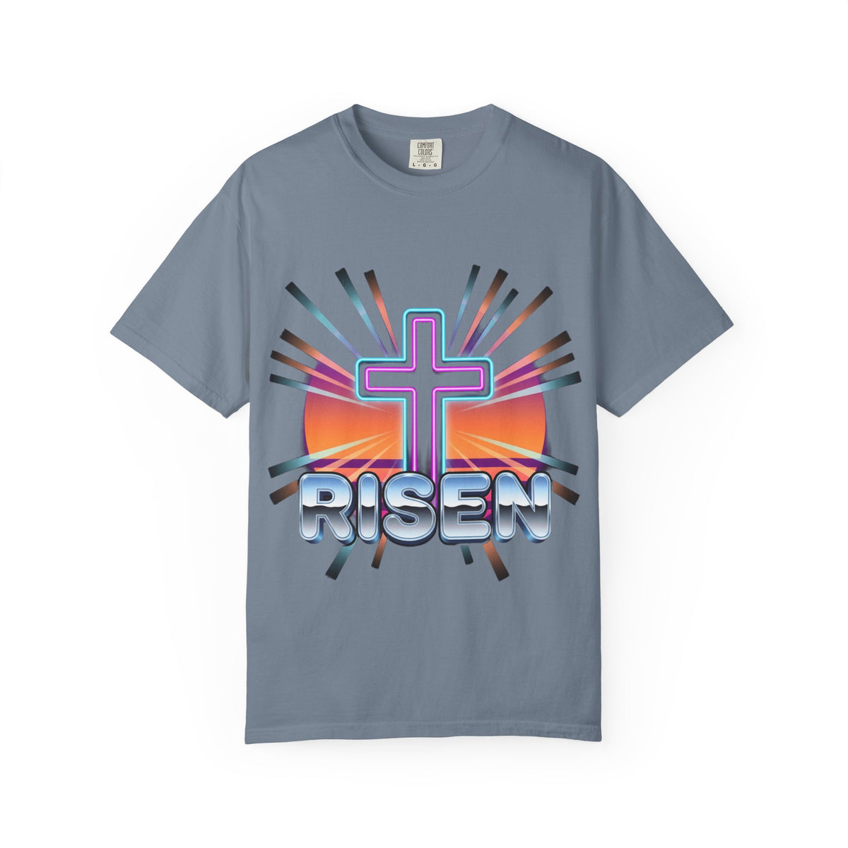Risen Cross Sunset T-shirt | Christian Easter Faith Tee