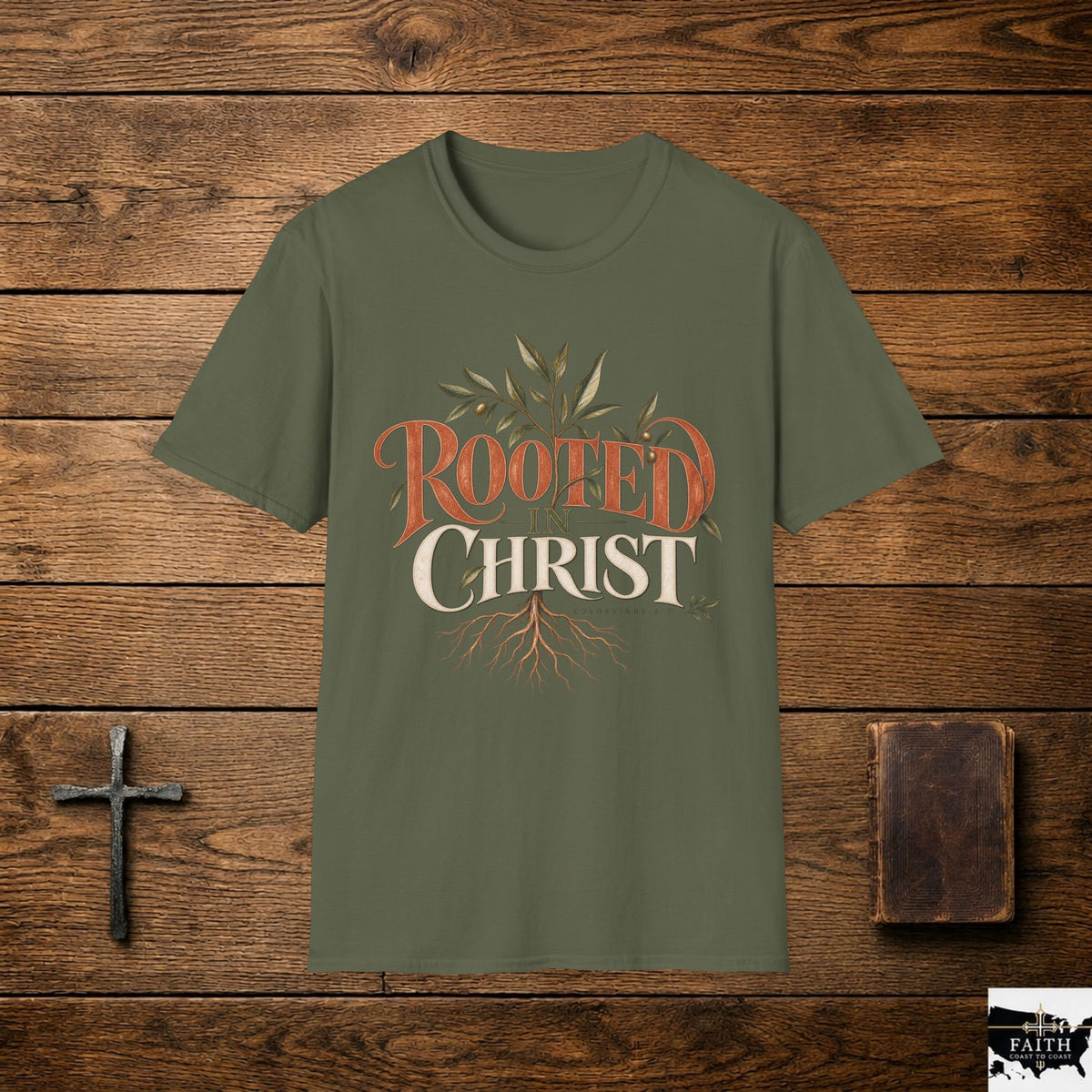 Rooted in Christ T-Shirt | Christian Faith Typography
