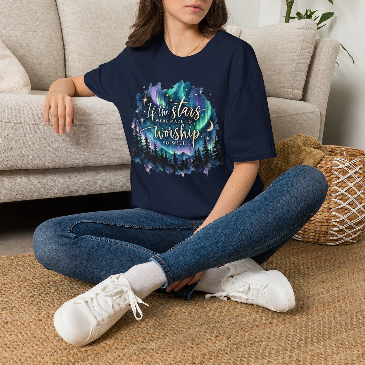 Worship Under the Stars T-Shirt — "If the stars were made to worship" Christian Faith Tee