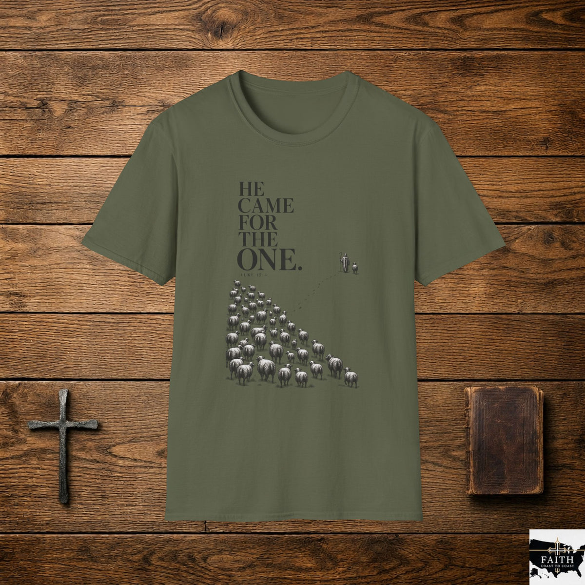 He Came For The One T-Shirt | Minimal Typography, Sheep Illustration