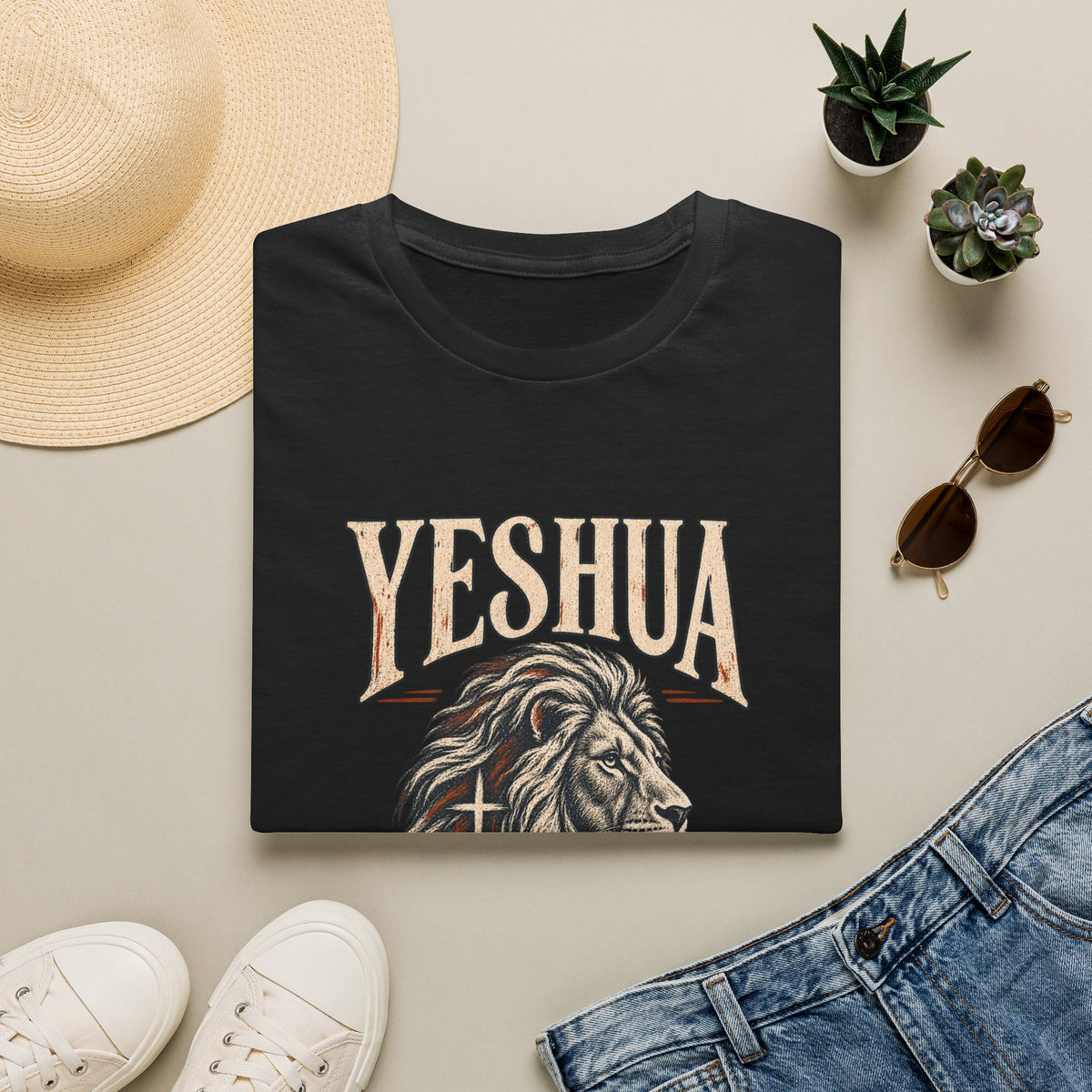 Yeshua Lion T-Shirt — ‘Lion of Judah’ Christian Faith Tee