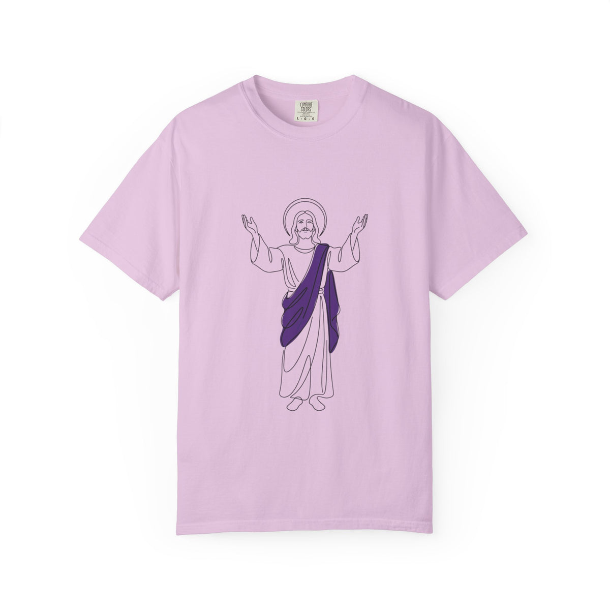 Jesus Line Art with Purple Sash T-Shirt | Religious Christian Tee