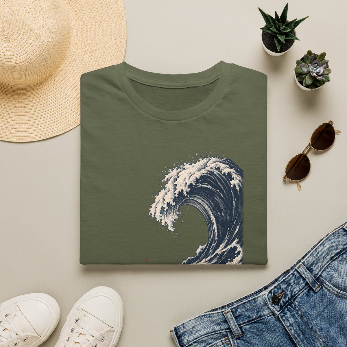 T-Shirt — "Be Still" Wave Graphic Tee | Calming Ocean Spiritual Apparel