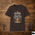 O Come Let Us Adore Him Nativity T-Shirt | Christmas Christian Tee