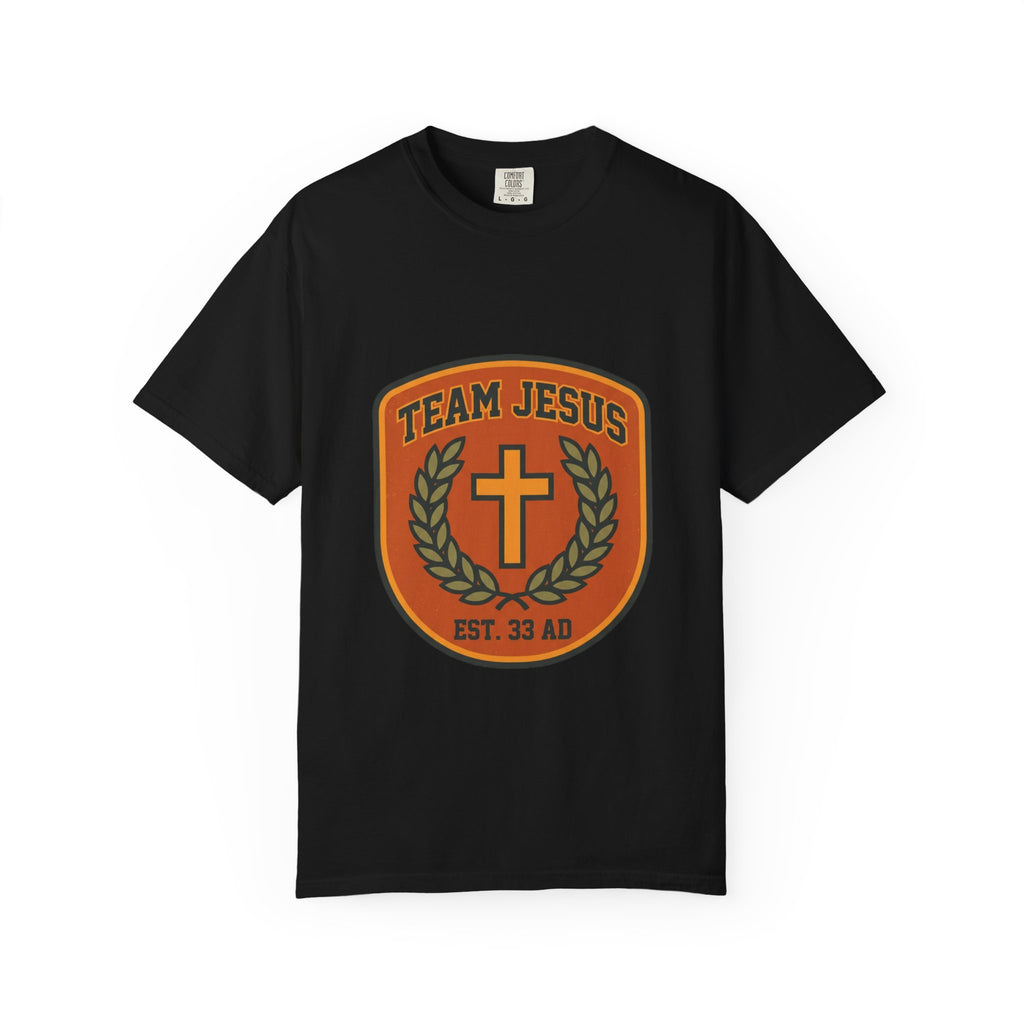 Team Jesus crest cross laurel T-shirt | Christian faith tee