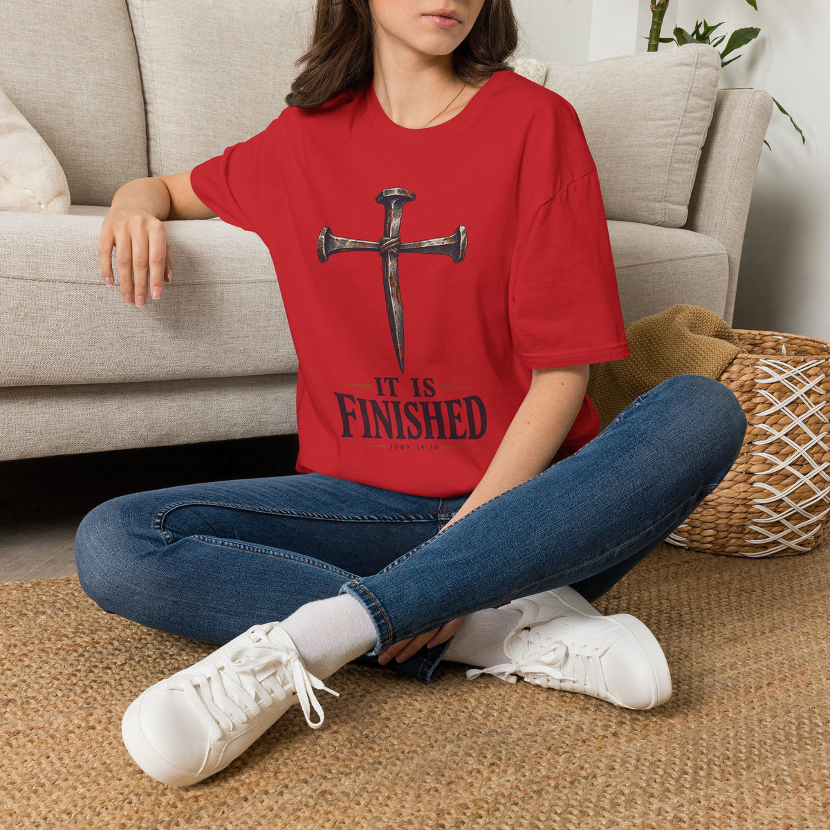 Christian 'It Is Finished' Nail Cross T-Shirt — Faith-Based Easter & Everyday Devotional Tee
