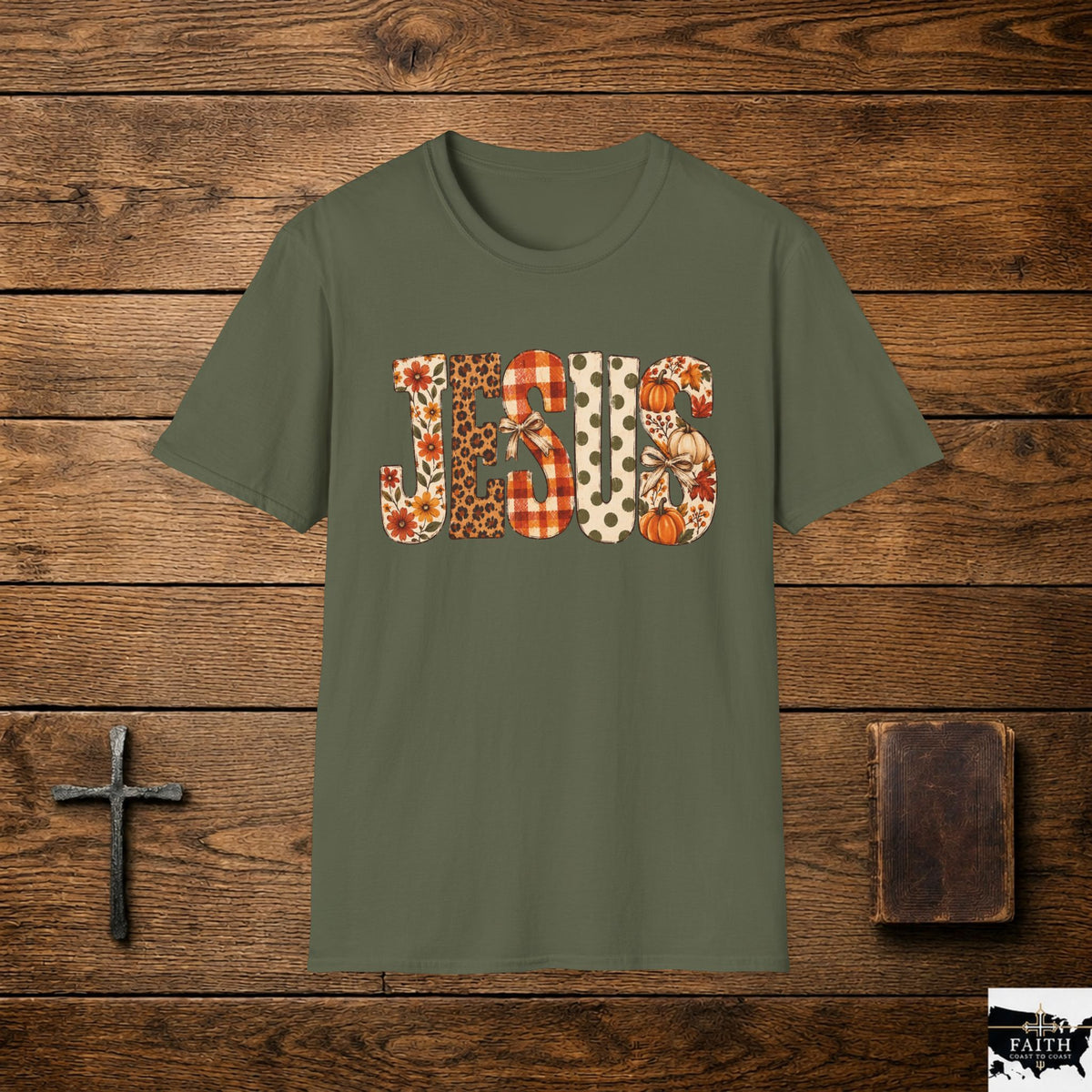 Jesus Floral Leopard Print T-Shirt