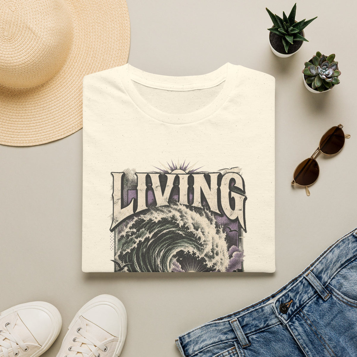 Living Water T-Shirt — Vintage Wave Graphic Tee