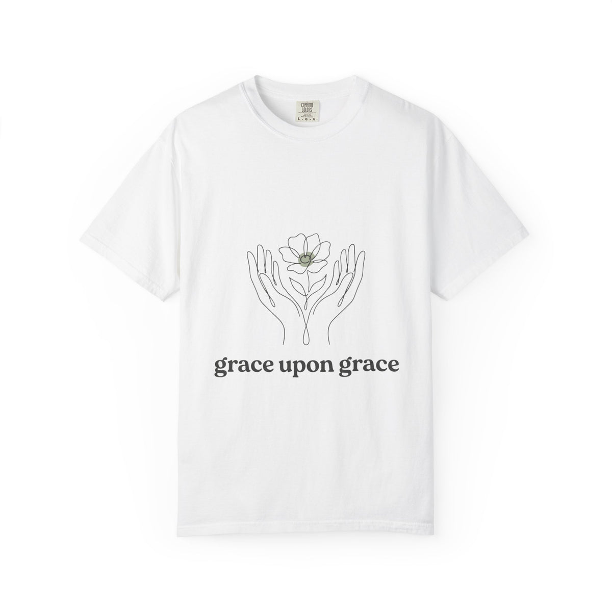 grace upon grace floral hands T-shirt | minimalist faith scripture design