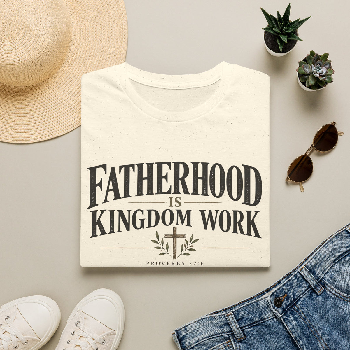 Fatherhood Is Kingdom Work T-Shirt — Christian Dad Scripture Tee (Proverbs 22:6)