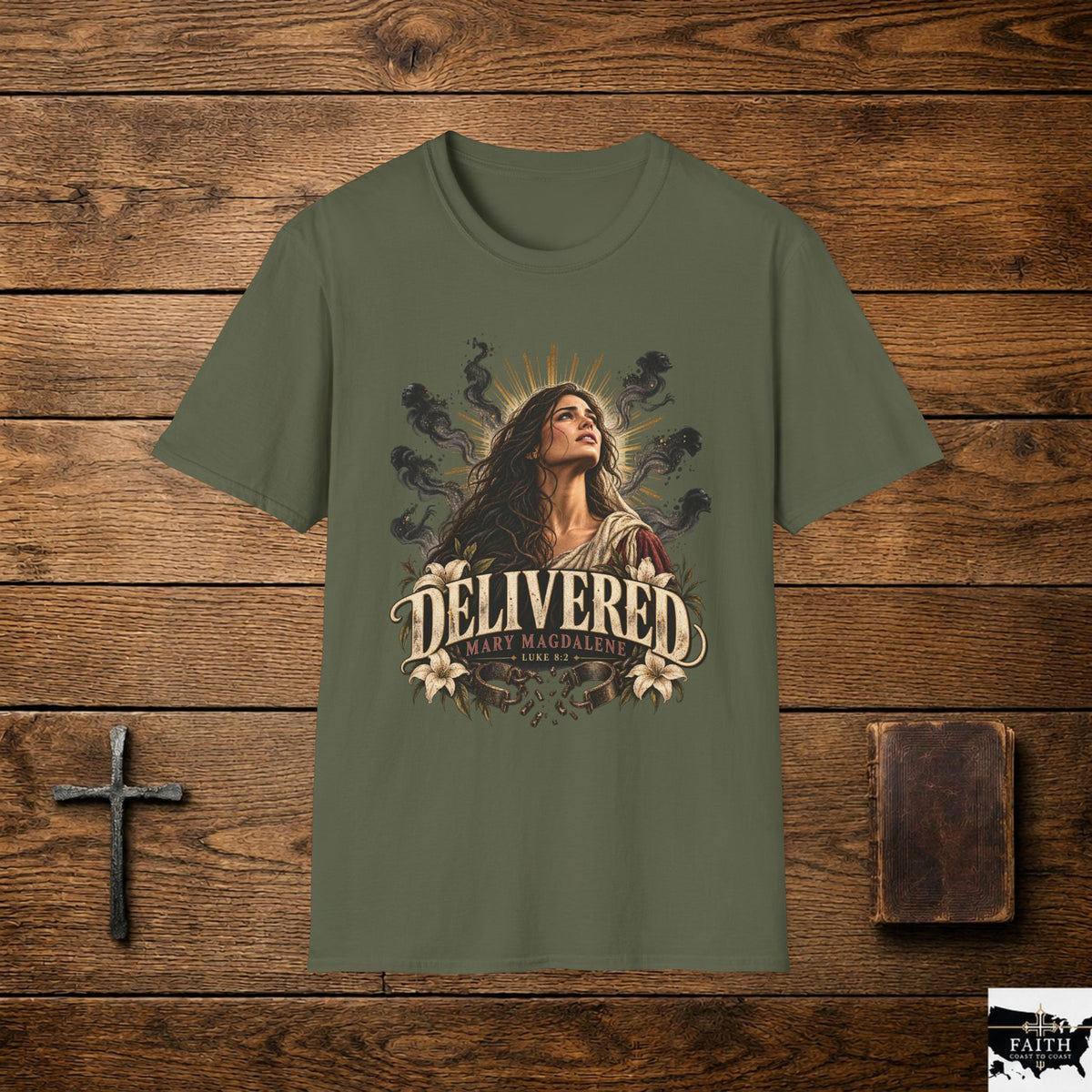 Delivered Mary T-Shirt — Christian Faith Religious Tee