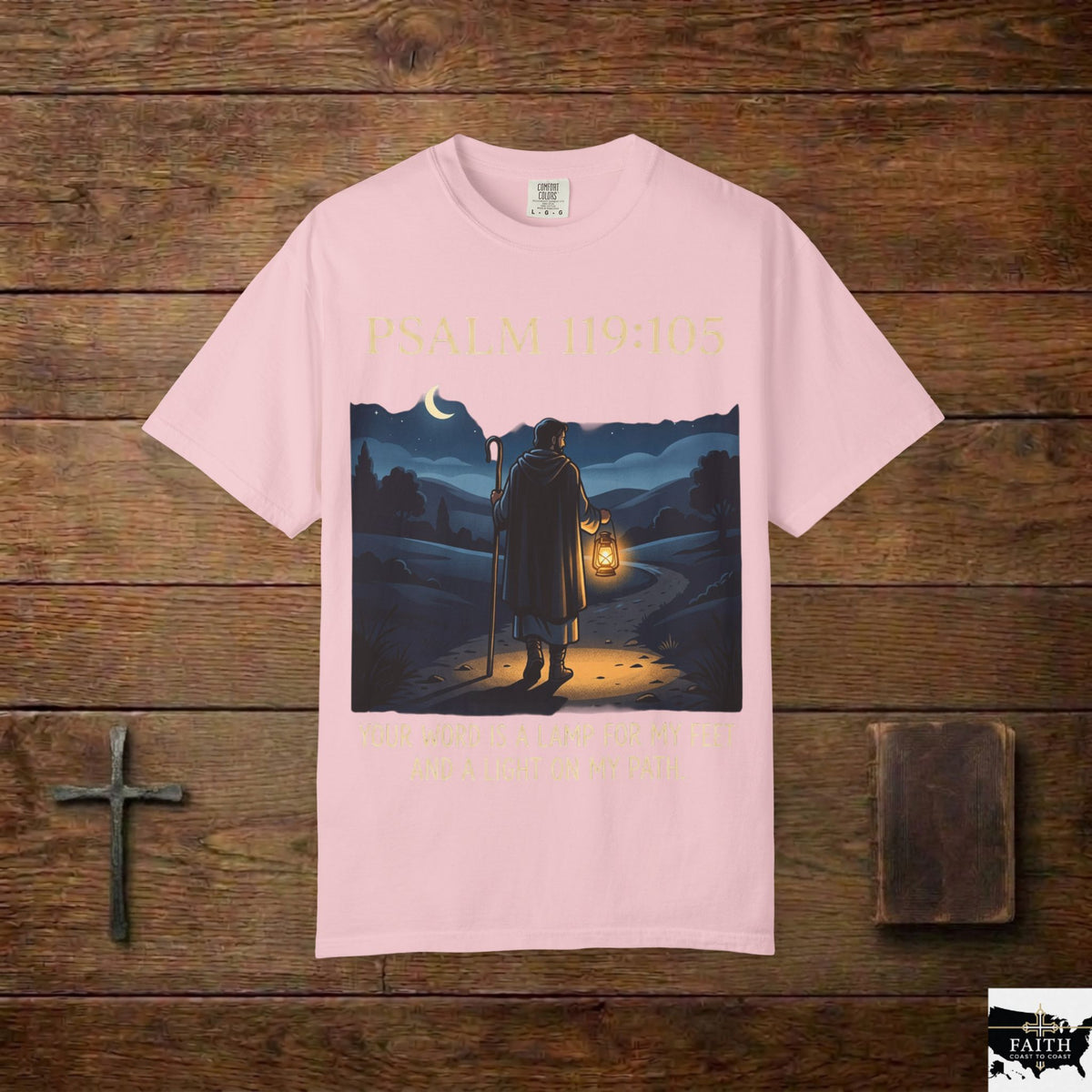 Psalm 119:105 Lantern Shepherd T-Shirt — "Your Word Is a Lamp for My Feet" Christian Tee