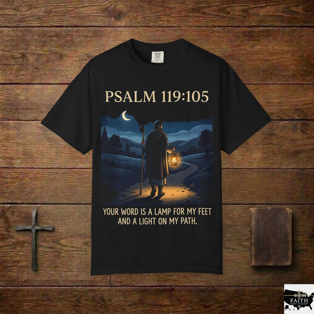 Psalm 119:105 Lantern Shepherd T-Shirt — "Your Word Is a Lamp for My Feet" Christian Tee