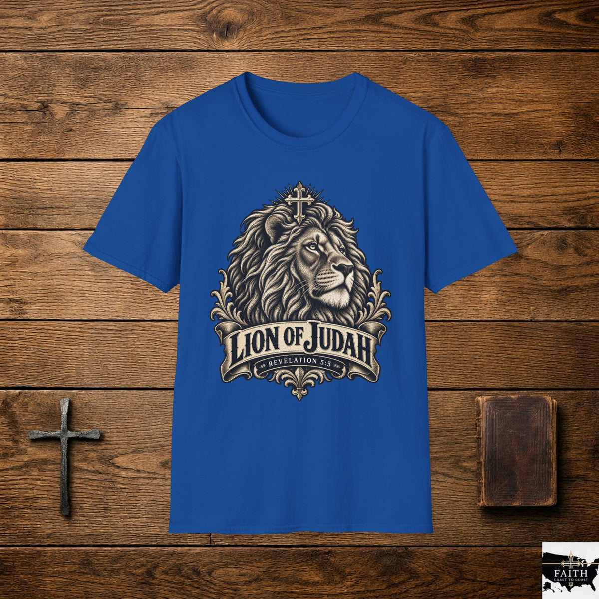 Lion of Judah T-Shirt — Christian Faith Tee with Lion & Cross Design